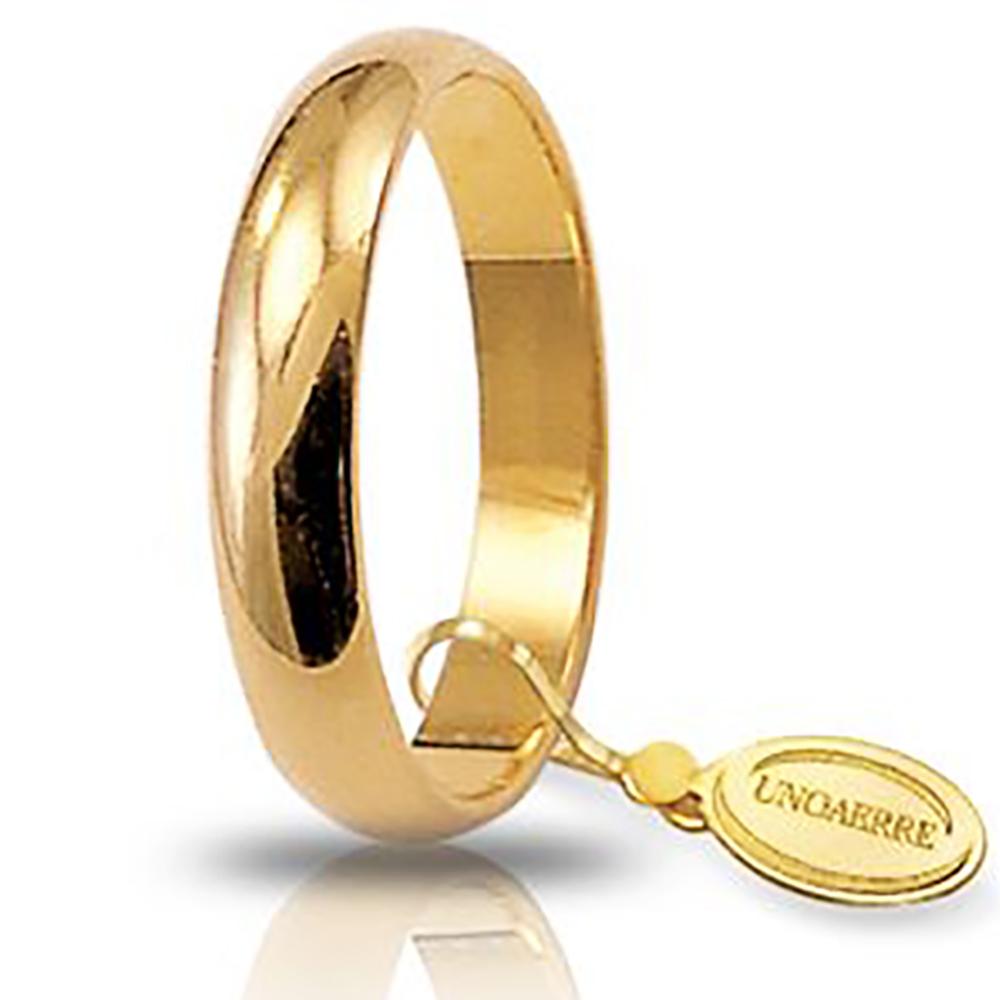 Fede nuziale classica in oro giallo titolo 750 collezione unoaerre- incisione gratis - grammi 4
